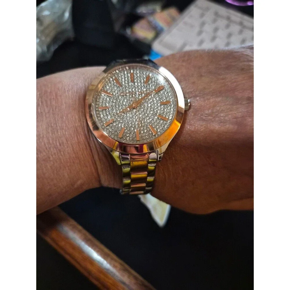 Michael Kors MK-4621 Pave Two Tone Rose Gold Watch  needs battery